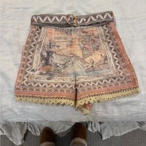 Zimmerman Belted Vintage Map Print Women Shorts